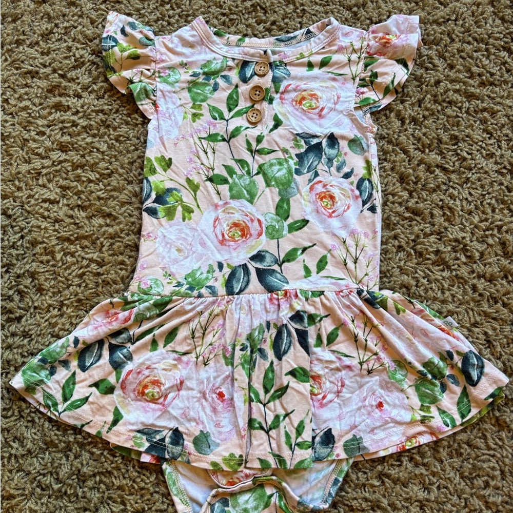 Posh Peanut Floral Buttoned Romper